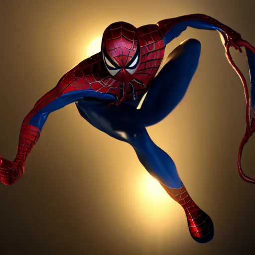 Image similar to a single venom and spider - man hybrid, dslr, cinematic, volumetric lighting, 8 k resolution, photorealistic