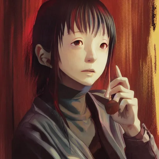 Image similar to lain iwakura, serial experiments : lain. highly detailed, digital painting, artstation, concept art, illustration, by ken saito, lya pilnev, siwoo kim, christophe young, anna podedworna, yin zhen chu, zeronis, magdalena radziej,