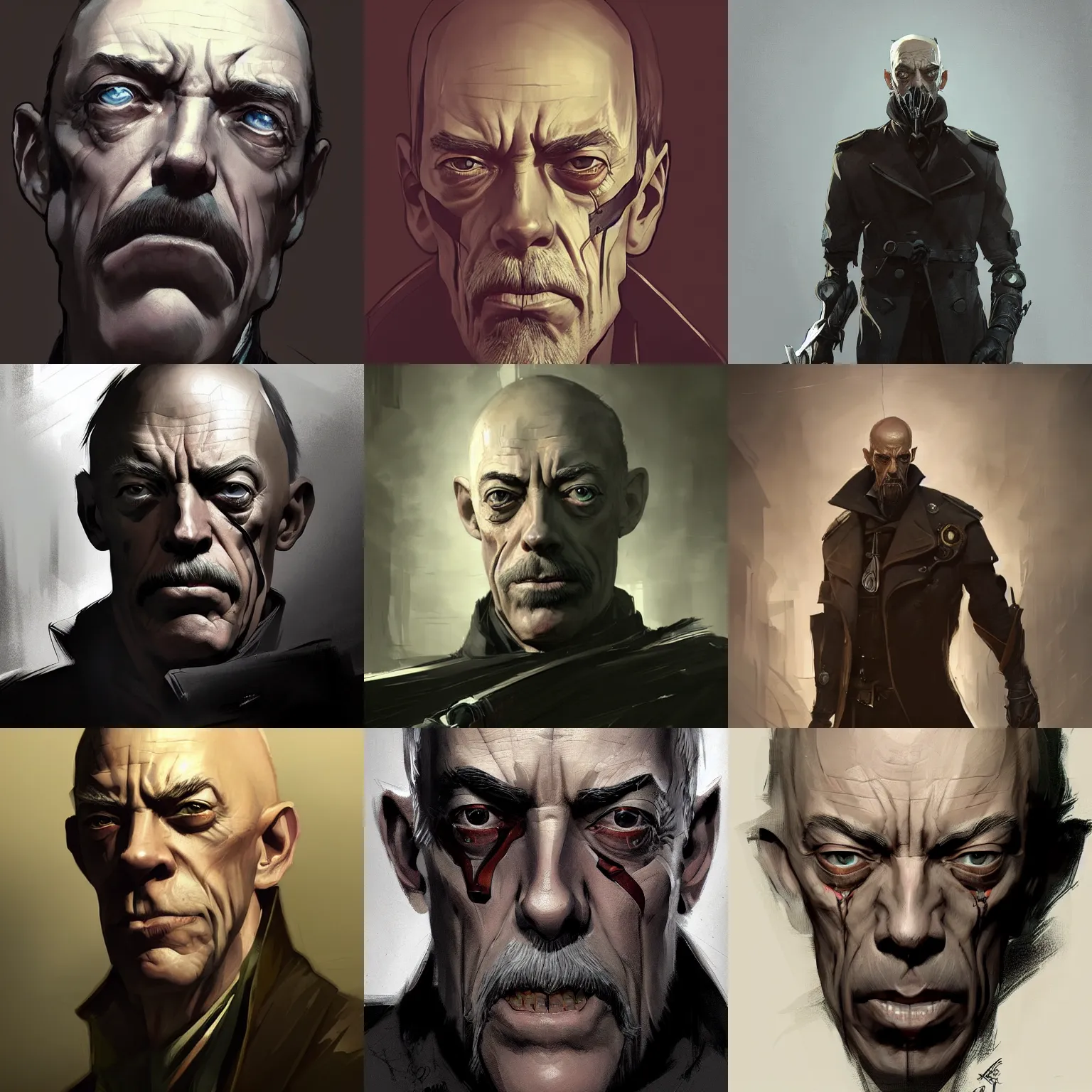 Prompt: an illustration of jk simmons by cedric peyravernay. dishonored concept art. amazing details, dramatic lighting. stylized