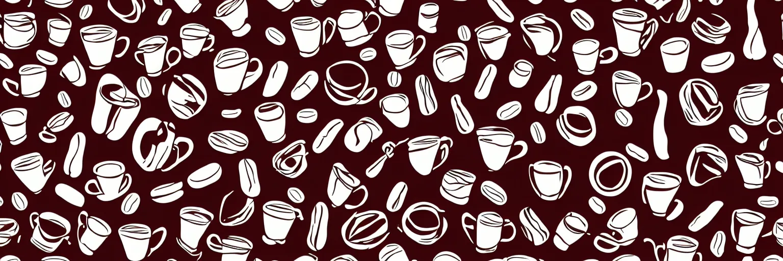 Image similar to seamless pattern design, coffee and guitar, vector, simple, red and white,