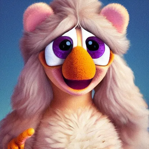 Image similar to cutie fluffy creature muppet show, digital art, 3 d, octave render, masterpiece, mega detailed, pixar, disney, vivid illustration, cartoon, fantasy, by george stubbs, artgerm, in the style of ghibli kazuo oga, pastel fur