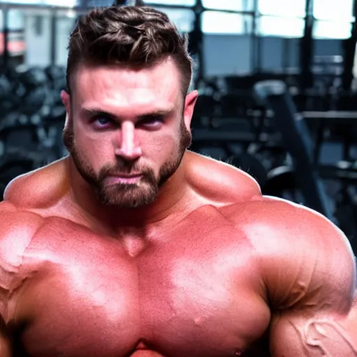 Prompt: overly muscular, testosterone filled, crazy-eyed bodybuilder chad, fullbody, fashion photo, unreal engine