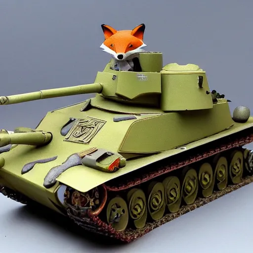 Prompt: combination! of a fox and a panzer tank, extremely detailed,