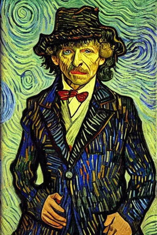 Prompt: Fourth Doctor portrait by Vincent Van Gogh