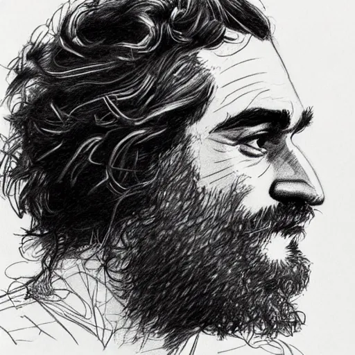 Image similar to a realistic yet scraggly portrait sketch of the side profile of a stern and sophisticated joaquin phoenix, trending on artstation, intricate details, in the style of frank auerbach, in the style of sergio aragones, in the style of martin ansin, in the style of david aja, in the style of mattias adolfsson