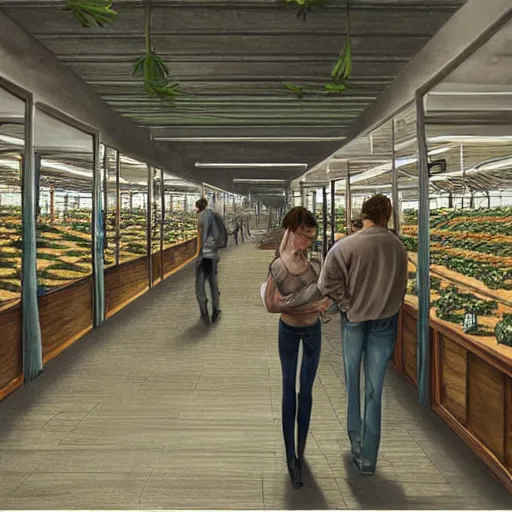 Image similar to bustling economy organised retail cannabis leaf in a pot industry, aussie, fun concept digital art, environment portrait by steve hanks, australia rendered in pixar