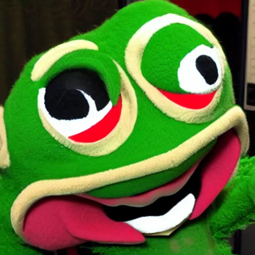 Image similar to pepe frog from the jim henson company