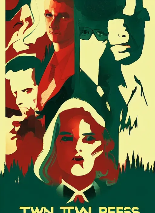 Image similar to twin peaks movie poster art by tomer hanuka
