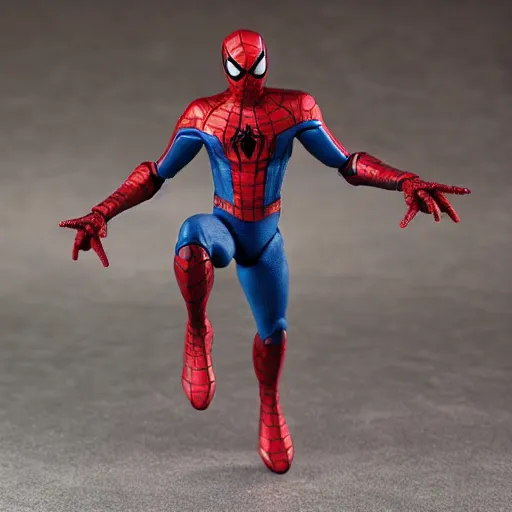 Prompt: Marvel Fighting Armor Spider Man Figure, highly detailed, studio lighting