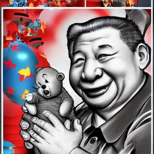 Image similar to xi jinping winnie the pooh in the style of cuban communist propaganda poster art in the year 1 9 8 7 ultra realistic, concept art, intricate details, highly detailed, photorealistic, octane render, 8 k, unreal engine. art by artgerm and magali villeneuve