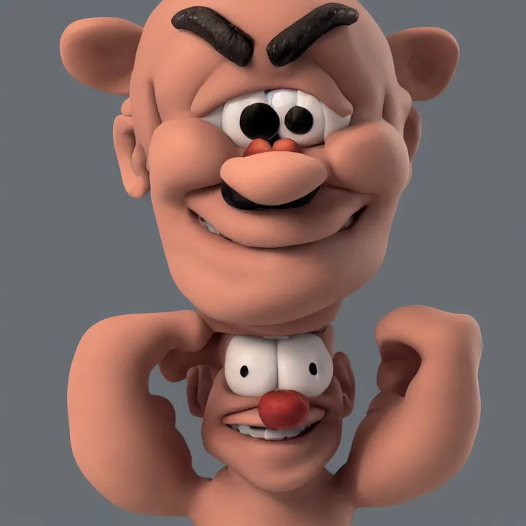 Prompt: claymation character devin montes smiling cartoon head