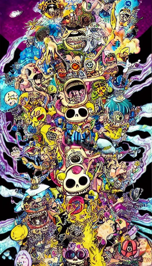 Image similar to psytrance artwork, by eiichiro oda