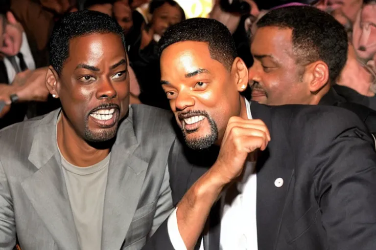 Prompt: chris rock slapping will smith