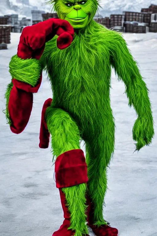 Prompt: The Grinch stole Ironman's suit