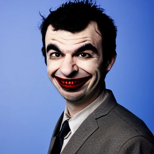 Image similar to nathan fielder as the joker from batman