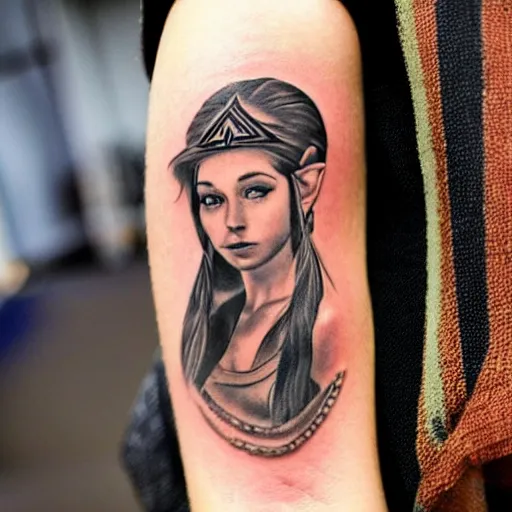 Image similar to tattoo of a portrait of zelda