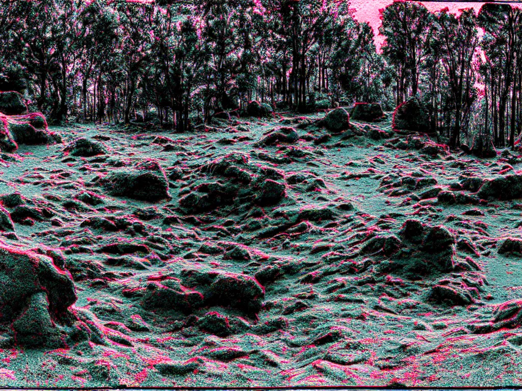 Prompt: landscape stereophotograph, anaglyph rendering
