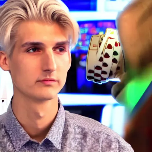 Image similar to gigachad xqc gambling : : realistic : : 1 dslr : : 1 - - quality 2