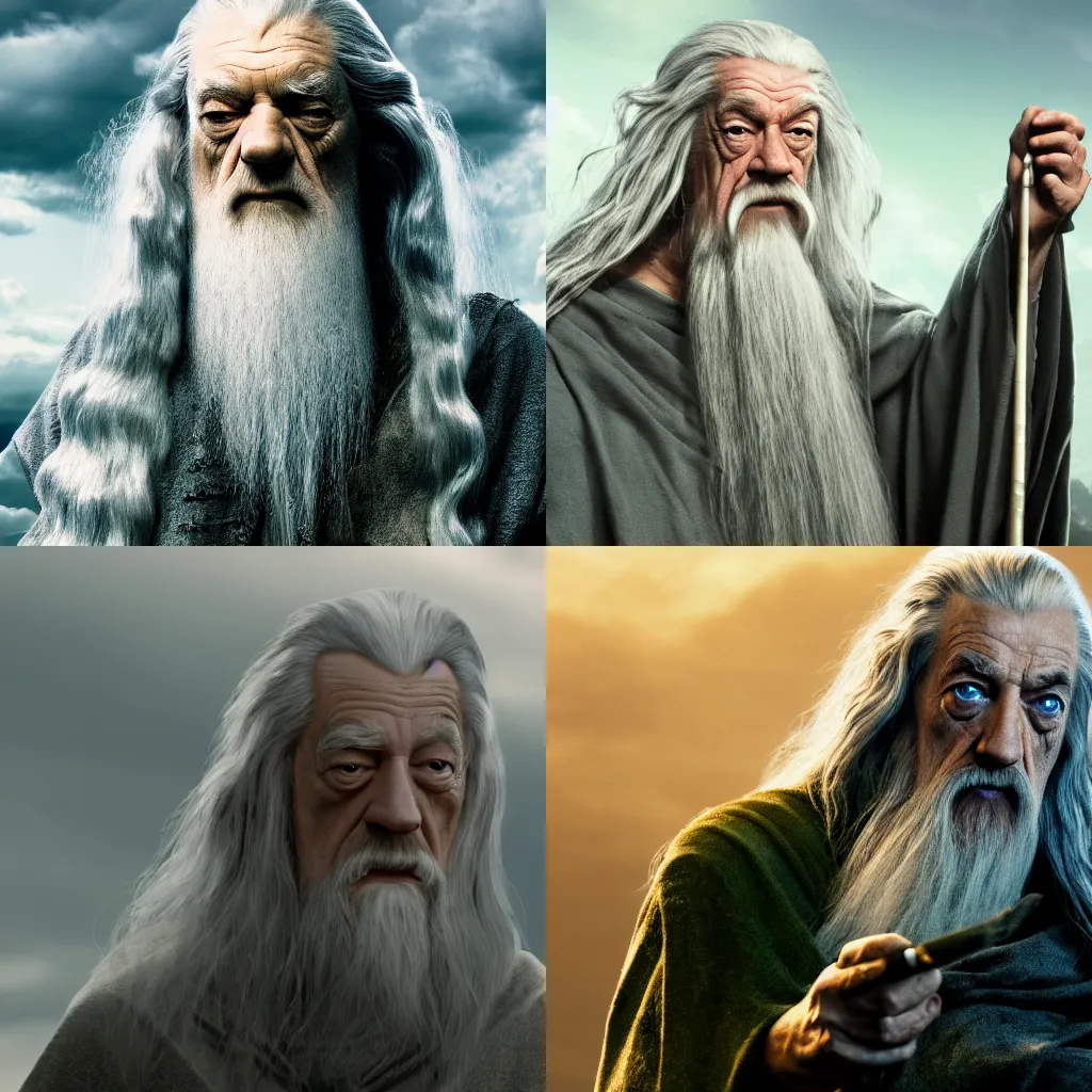 Prompt: Grandpa Simpson as Gandalf the Grey in lord of the rings, 8k wallpaper, cinematic