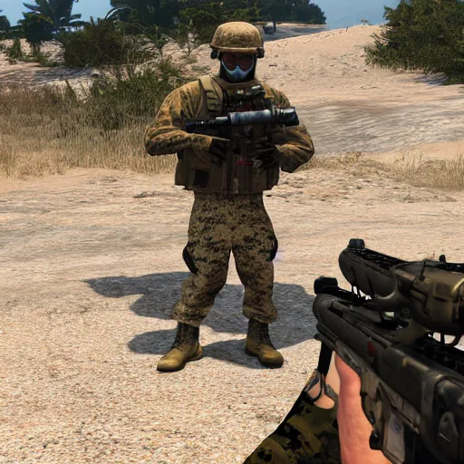 Image similar to arma 3 screenshot, us marine platoon