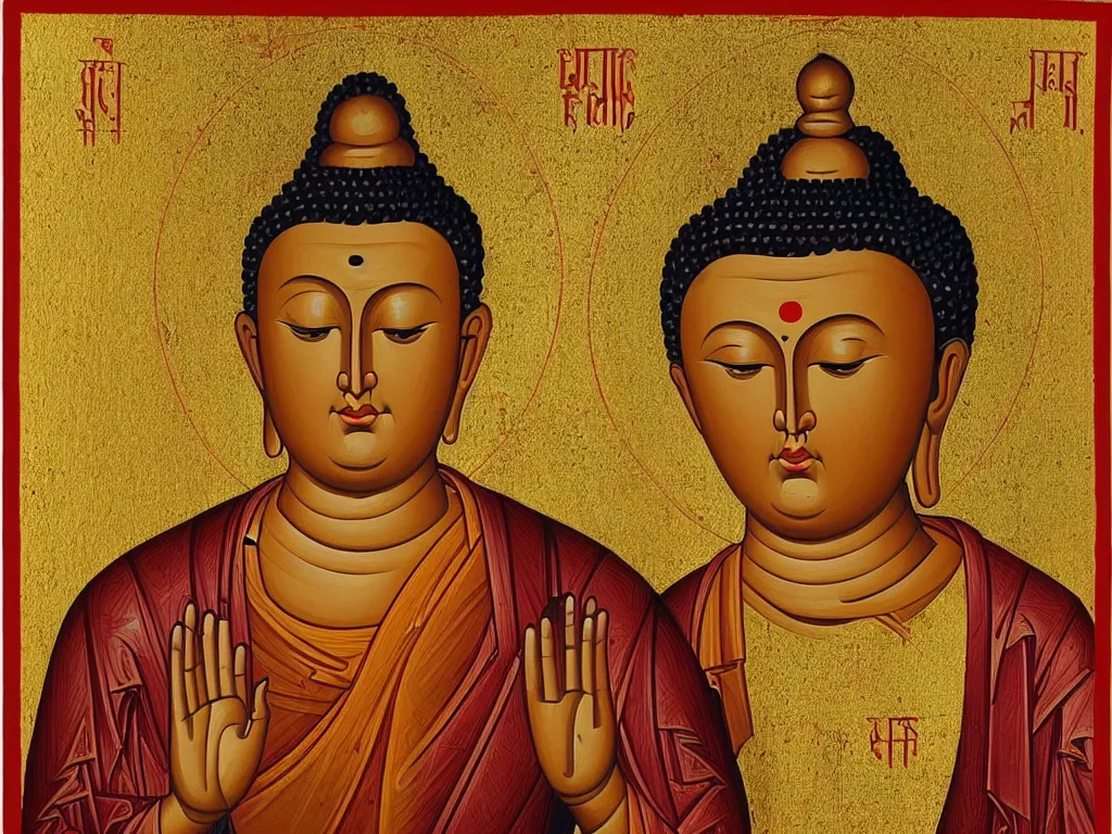 Image similar to Portrait of the Buddha. Russian Orthodox icon.