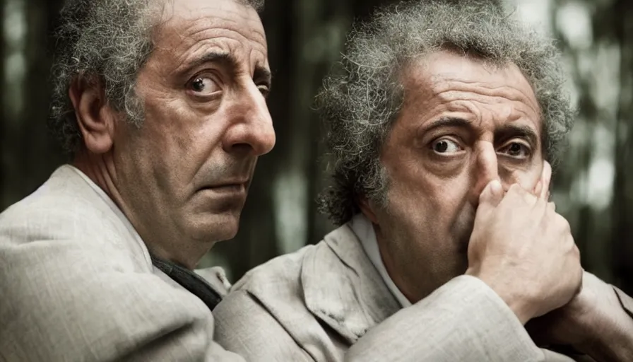 Image similar to hyper-realistic and detailed 2010s movie still portrait of kubric, by Paolo Sorrentino, Leica SL2 30mm, beautiful color, high quality, high textured, cinematic, low angle shot