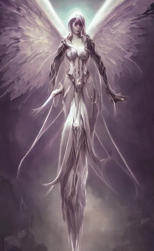 Prompt: Angel knight gothic girl. By William-Adolphe Bouguerea, Jordan grimmer, fractal flame. Highly detailded