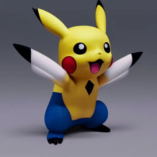 Image similar to Pikachu crying, detailed 4k render, live action movie still