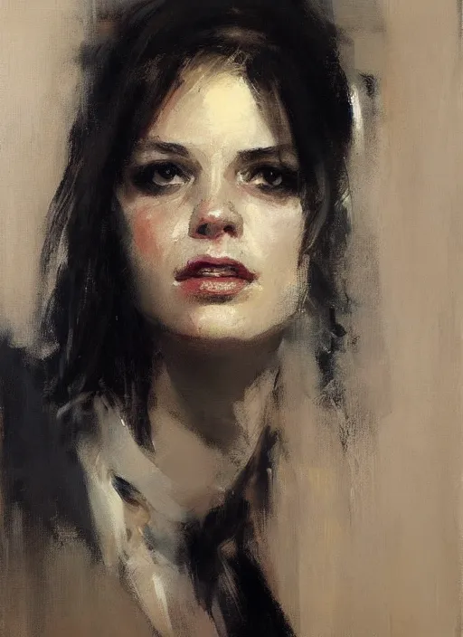 Image similar to portrait painting of robbie margot by jeremy mann, only one head single portrait