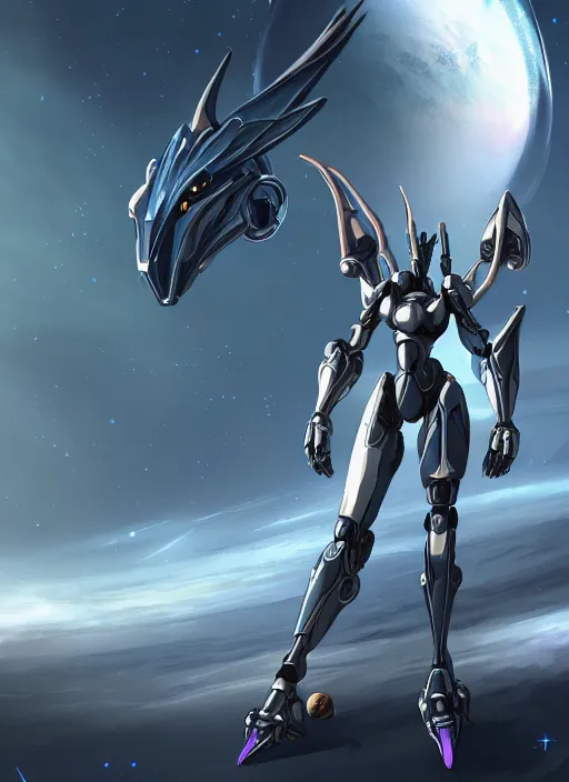 Image similar to cinematic shot, galactic sized perfectly proportioned stunning beautiful anthropomorphic robot mecha female dragon, space background, larger than planets, posing elegantly, with earth in hands, sleek silver armor, epic proportions, epic size, epic scale, ultra detailed digital art, furry art, macro art, dragon art, giantess art, warframe fanart, furaffinity, deviantart