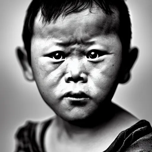 Image similar to portrait of down syndrome edp 4 4 5 by steve mccurry, sharp focus, 4 k editorial photograph, soft lighting, black background