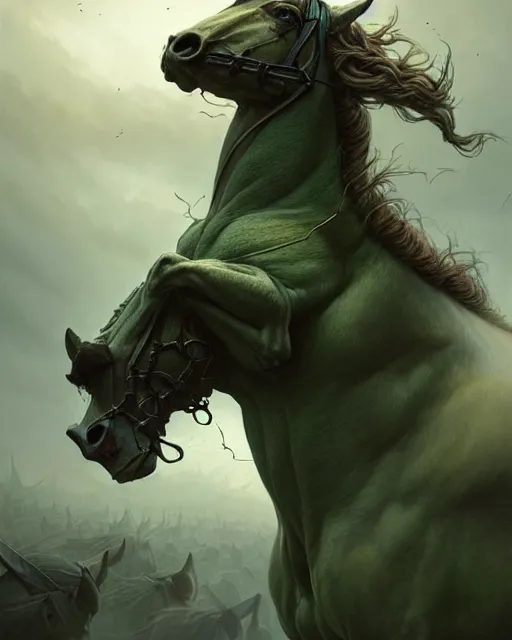 Image similar to concept art by artgerm, pestilence of the four horsemen of the apocalypse, soft green natural light, intricate, horse war, highly detailed dark art, digital painting, artstation, concept art, smooth, sharp focus, illustration, art by greg rutkowski and luis rollo and uang guangjian and gil elvgren, symmetry!