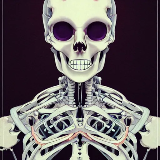 Image similar to anime manga skull portrait young woman skeleton, robot cyborg, intricate, elegant, highly detailed, digital art, ffffound, art by JC Leyendecker and sachin teng