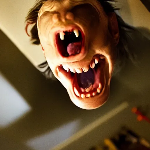 Image similar to waking up to see the monster from under your bed looming over you