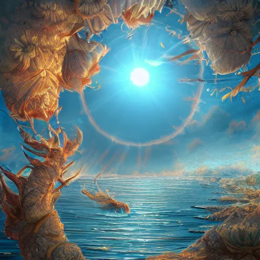 Image similar to always the sun, beautiful strange detailed summer painting 8k resolution deviantart trending on Artstation concept art digital illustration