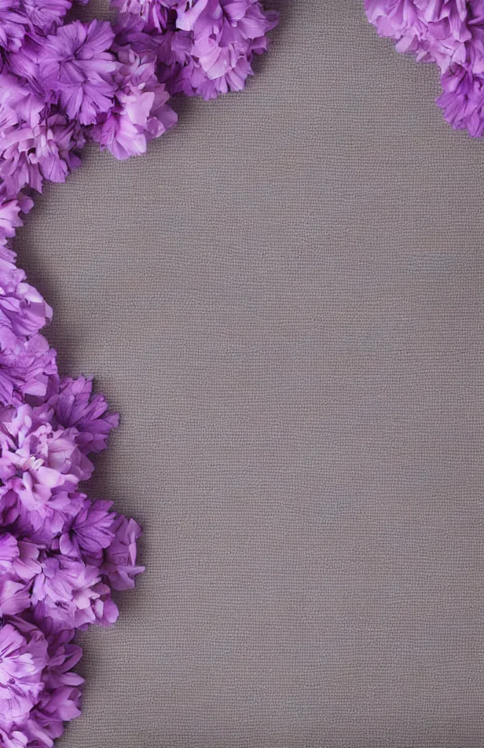Prompt: light and clean soft cozy background image with soft, light - purple flowers bordering on a soft blanket, background, cottagecore, photorealistic, backdrop for obituary text