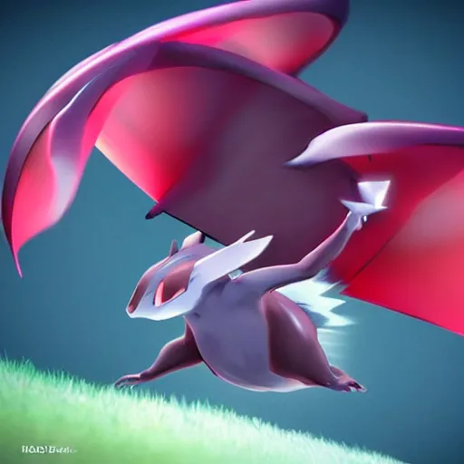 Prompt: A pokemon that looks like A gliding flying squirrel, spraying water like a shower under its body ，Trending on art station. Unreal engine.