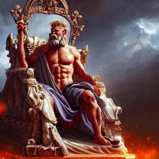 Prompt: Digital painting of Zeus on a throne, hyperdetailed, artstation, cgsociety, 8k