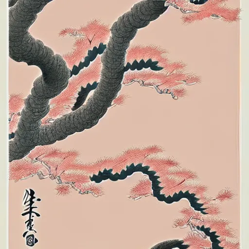 Image similar to generative, detailed, Japanese traditional art elements, muted pastel colors,