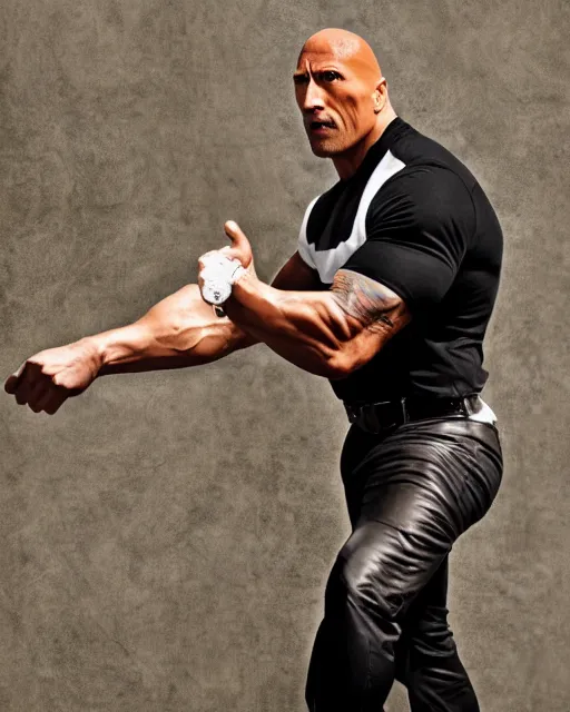 Image similar to dwayne johnson as a mime. photographic, photography