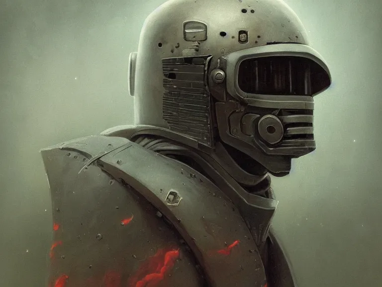 Image similar to a detailed profile portrait painting of a bounty hunter in combat armour and visor. Smoke. cinematic sci-fi poster. Cloth and metal. Welding, fire, flames, samurai Flight suit, accurate anatomy portrait symmetrical and science fiction theme with lightning, aurora lighting clouds and stars. Clean and minimal design by beksinski carl spitzweg moebius and tuomas korpi. baroque elements. baroque element. intricate artwork by caravaggio. Oil painting. Trending on artstation. 8k