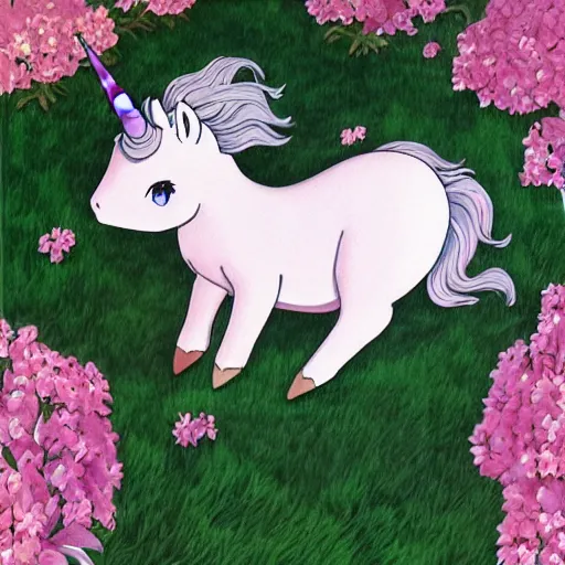 Prompt: baby-unicorn lying in hands,GHIBLI