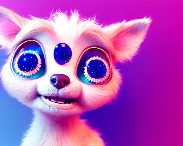 Image similar to a cute cute baby dog puppy, big eyes, soft fur texture, pastel colours, colorful, glitter crystals, cute, adorable, pixar animation style, detailed, soft light, octane render, cute, 4 k,