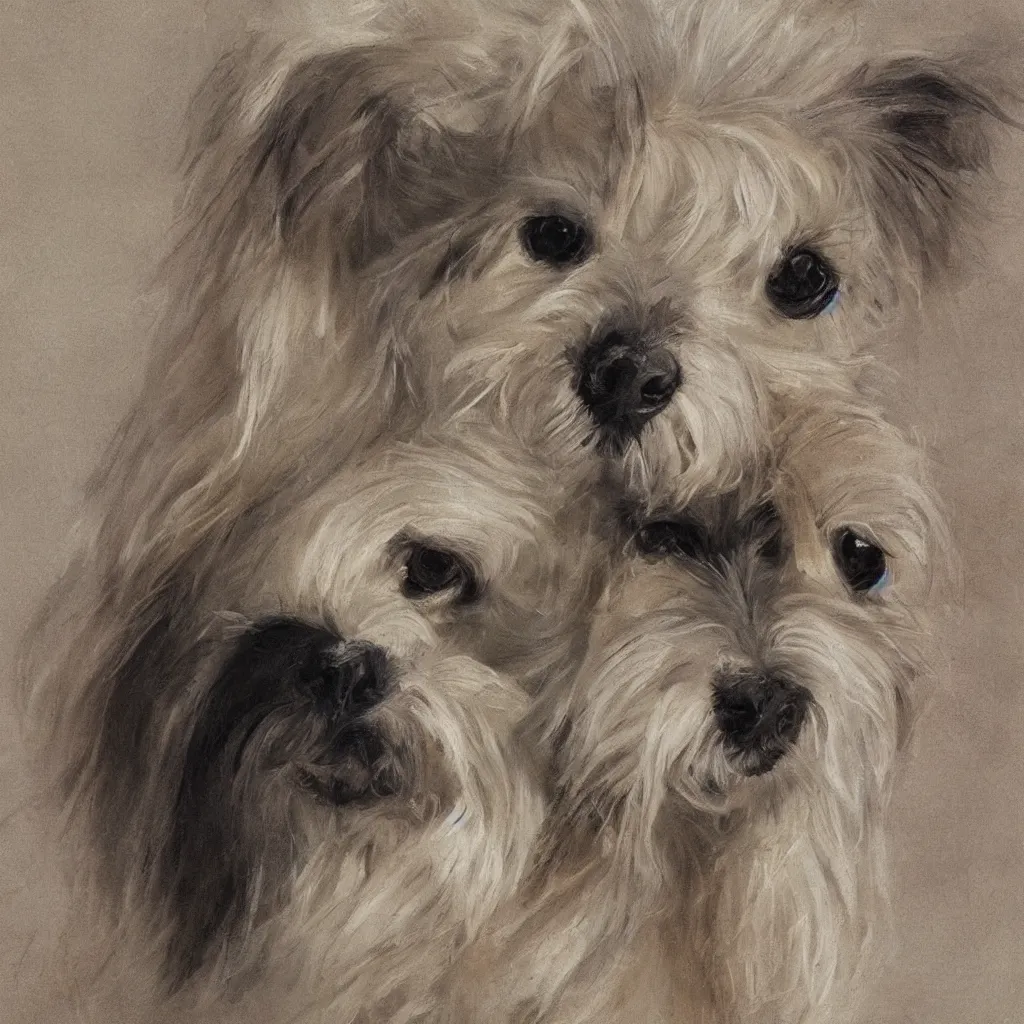 Image similar to a maltese terrier, concept art by yulia zhuchkova, lord raven art print,