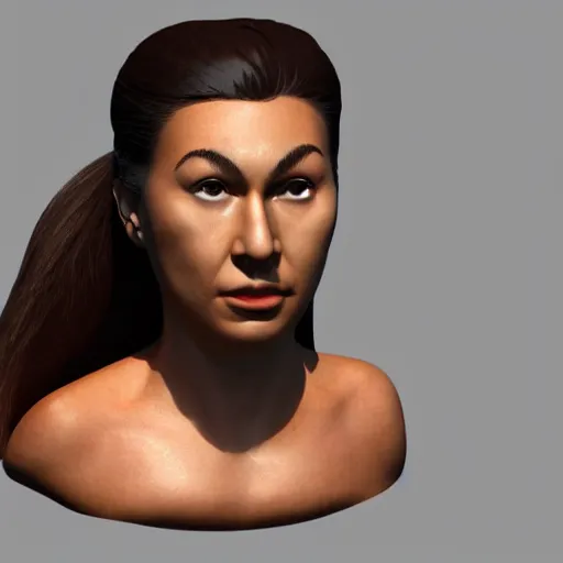 Prompt: Amber Midthunder, 3D Model, head sculpt