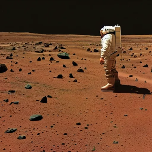 Image similar to extremely detailed photo of carl sagan walking on mars, detailed face