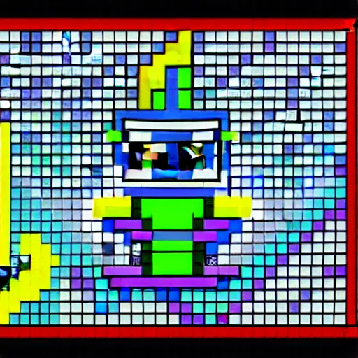 Image similar to vivid clean pixel rpg game style character, 1 2 8 bit, pixel art, nintendo game, screenshot of pixel game, retro game 1 9 8 0 style, sharp geometrical squares
