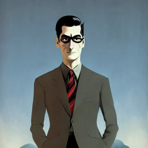 Image similar to dale cooper from twin peaks by dave mckean, hayao miyazaki, makoto shinkai takashi takeuchi, dramatic lighting, retro futurism, detailed, cgsociety, 5 0 s aesthetic,