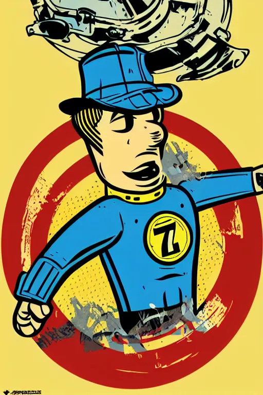 Image similar to fallout 7 6 retro futurist illustration art by butcher billy, sticker, colorful, illustration, highly detailed, simple, smooth and clean vector curves, no jagged lines, vector art, smooth andy warhol style