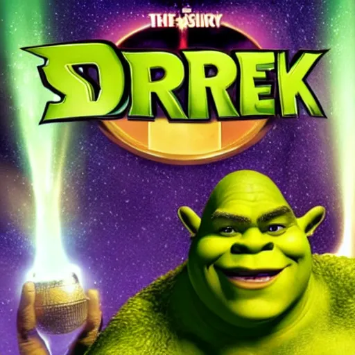 Image similar to Shrek with the infinity gauntlet